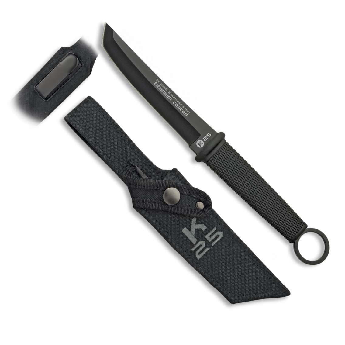 Couteau de botte noir K25 31891 lame tanto - Couteaux de combat - K25