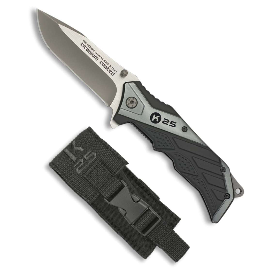 Couteau pliant tactique K25 19668 gris noir 19.5 cm