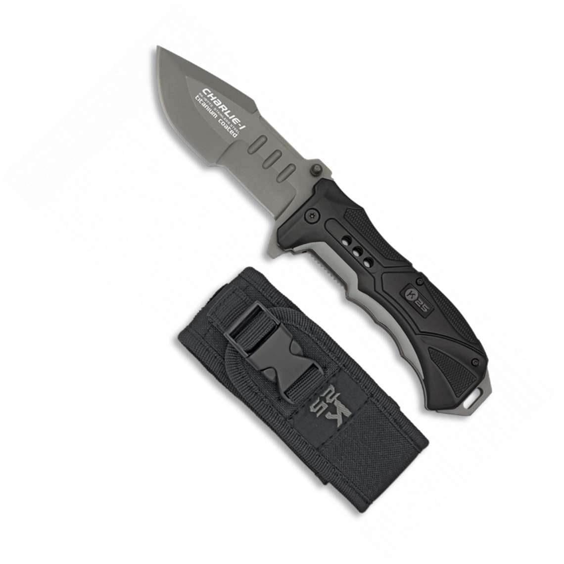 Couteau pliant tactique K25 19773 gris noir 23.8 cm