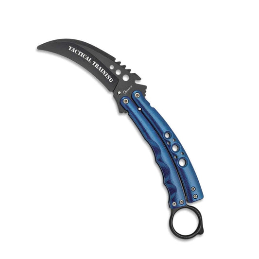 Albainox Couteau papillon Couteau entraînement papillon karambit 02231 bleu