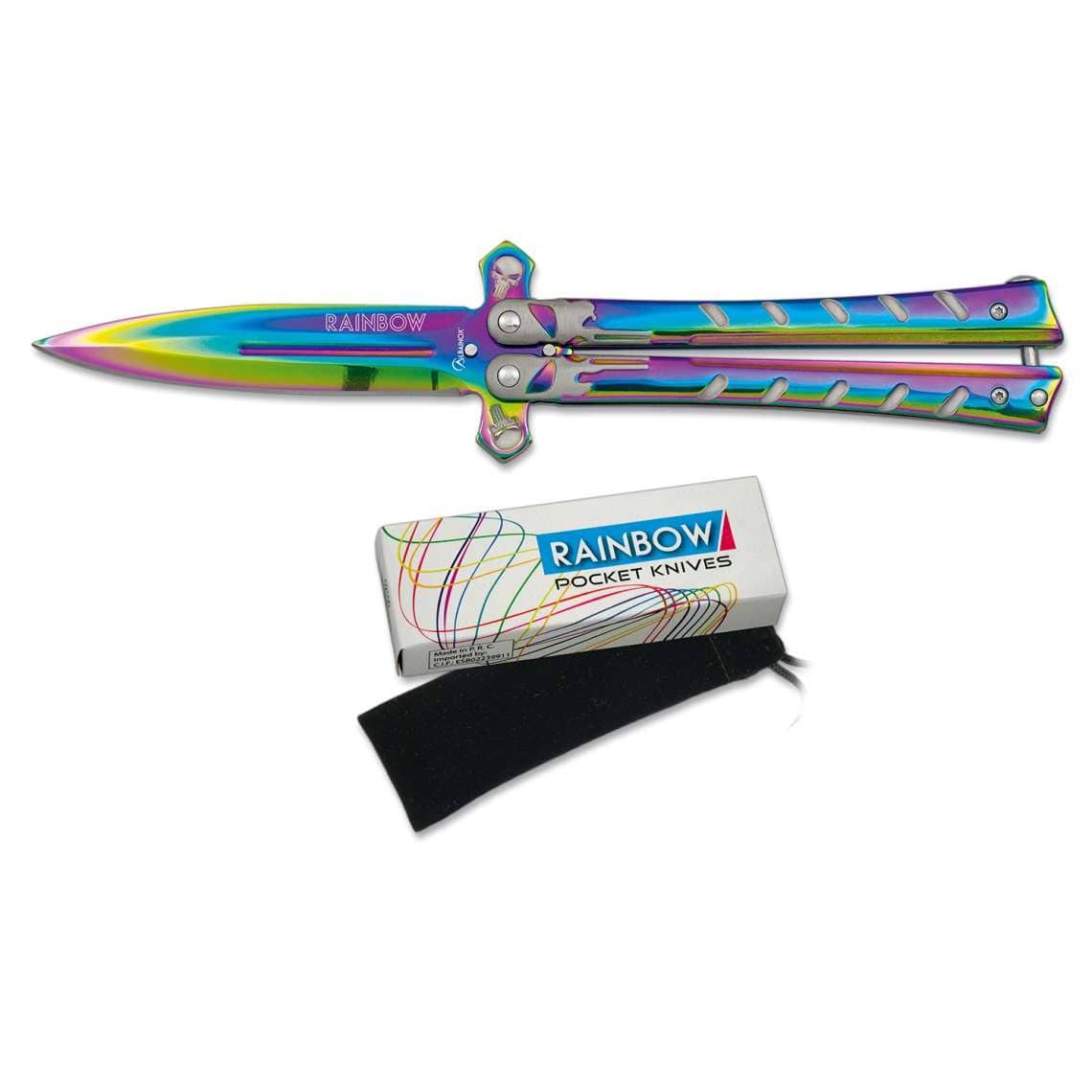 Albainox Couteau papillon Couteau papillon Crâne Rainbow 02223