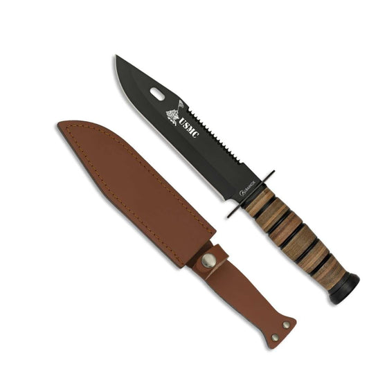 Albainox Couteaux de chasse Couteau Albainox 32424 USMC lame ajourée 18 cm