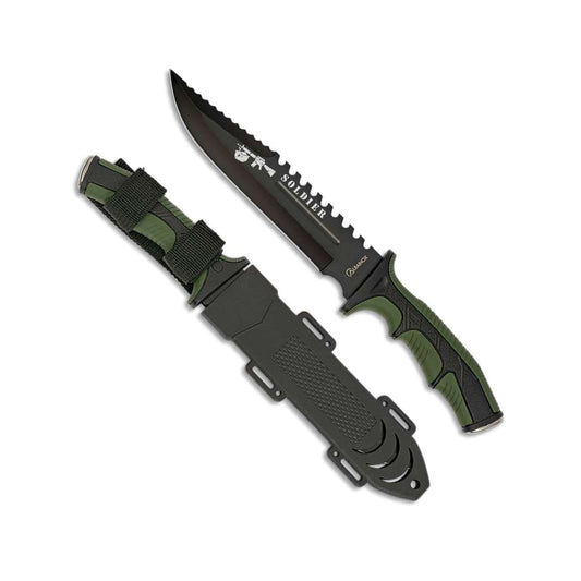 Albainox Couteaux de chasse Couteau bowie Albainox 32405 SOLDIER vert/noir