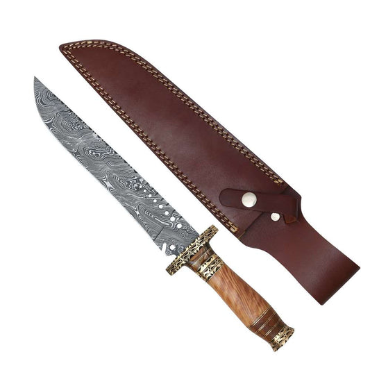NKM Couteaux de chasse Couteau de chasse 3383 lame damas 25 cm teck