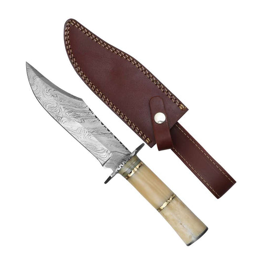 NKM Couteaux de chasse Couteau de chasse 3384 lame damas 18 cm os