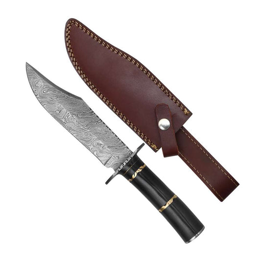NKM Couteaux de chasse Couteau de chasse 3386 lame damas 18 cm corne