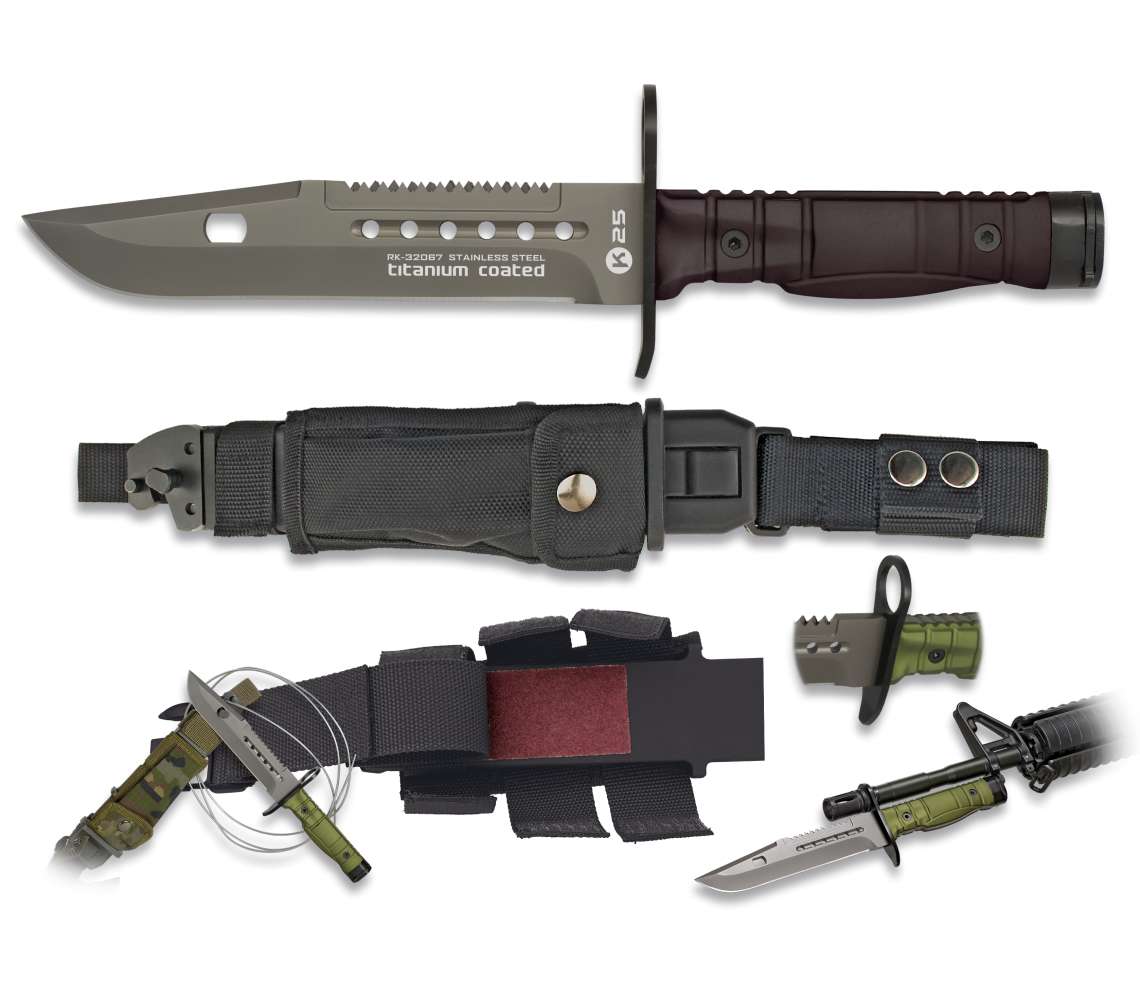 Couteau TACTIQUE BAÏONNETTE K25 32067 30.7 cm noir - Couteaux de combat - K25