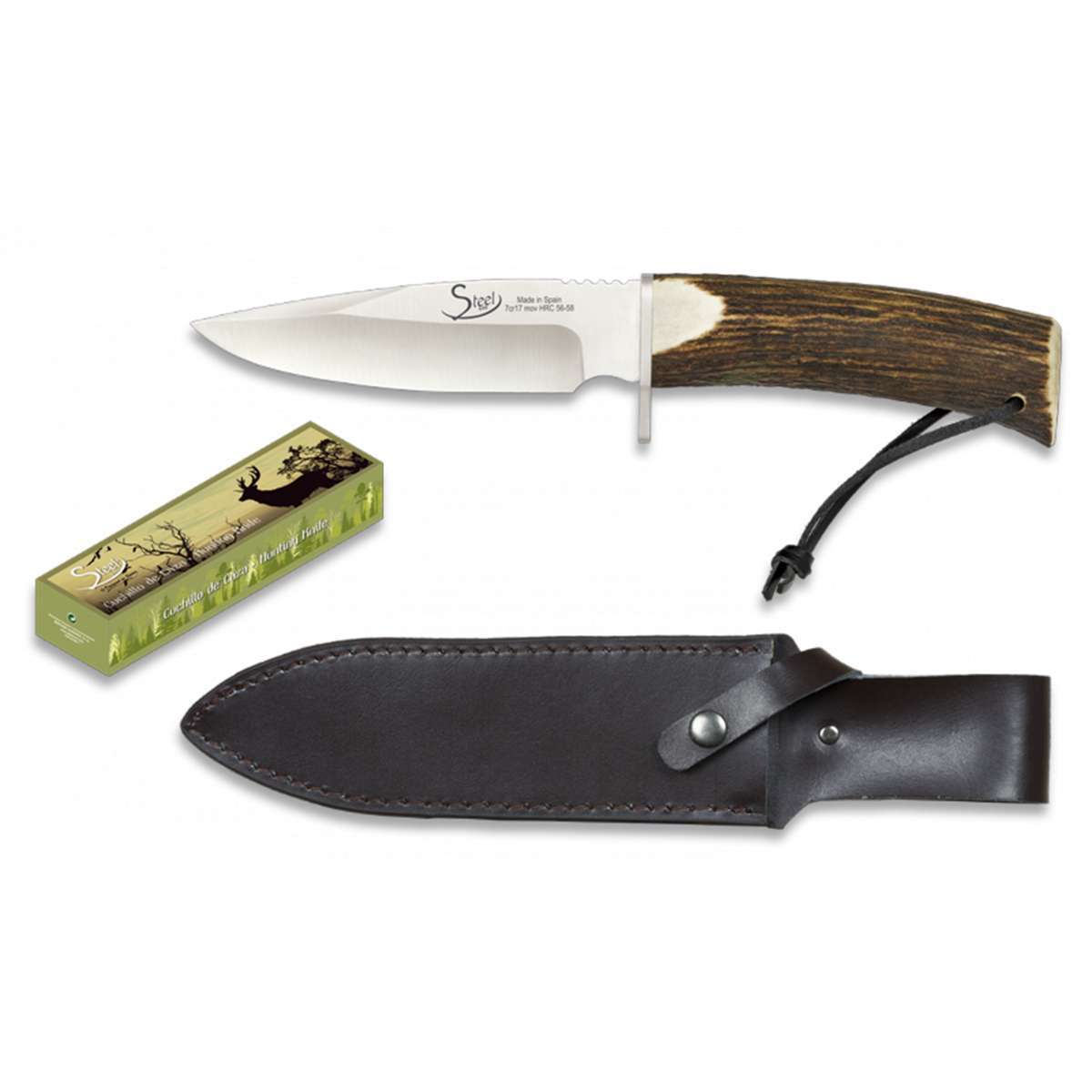 Couteau de chasse STEEL-440 32130 corne de cerf - Couteaux de chasse - STEEL-440